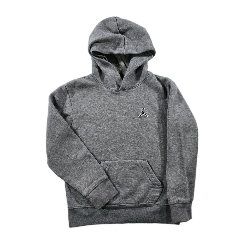 Boys Air Jordan Brooklyn Fleece Pullover Hoodie Gray Small 8/10